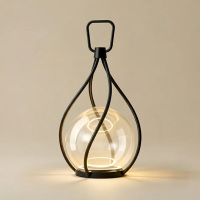 Lunara Designer Globular Pathway Light - Milky Black Metal/Acrylic for Garden