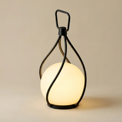 Lunara Designer Globular Pathway Light - Milky Black Metal/Acrylic for Garden