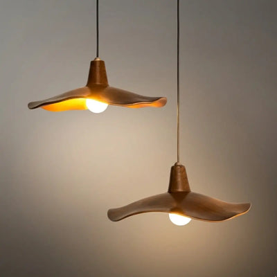 Wave Pendant Light – Mahogany Resin & Metal Design