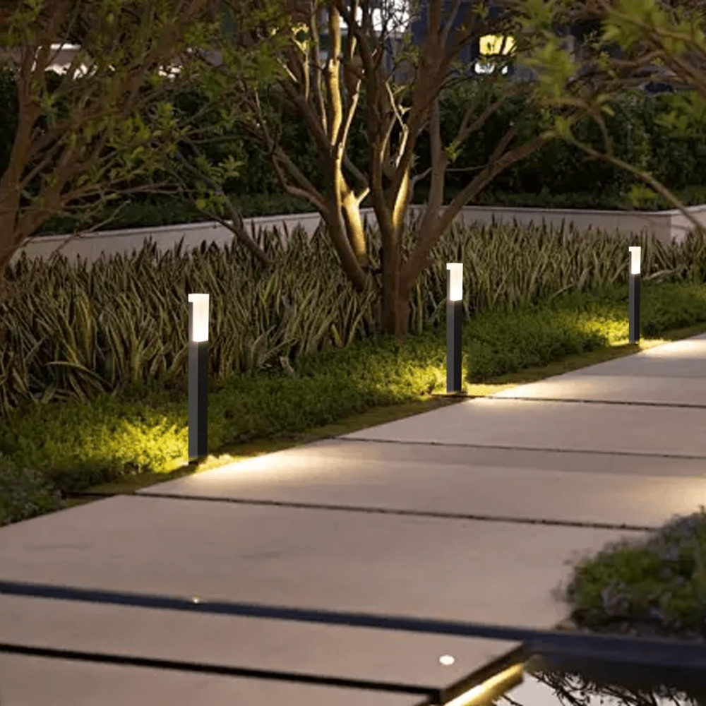 Modern Pathway Lights - Black Metal & Acrylic Rectangular Design for Garden