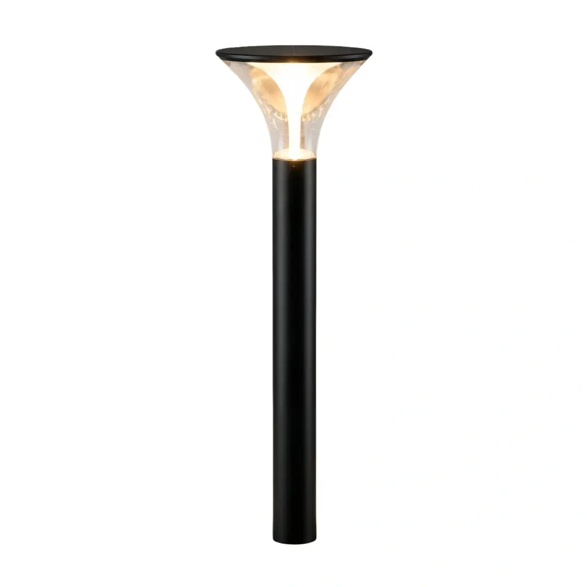 Arcato Modern Cylindrical Pathway Light – Black Metal/Acrylic Solar Outdoor Lamp