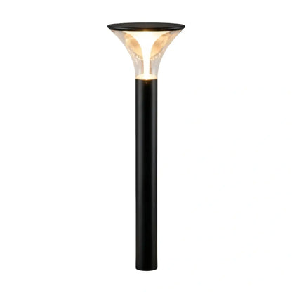 Arcato Modern Cylindrical Pathway Light – Black Metal/Acrylic Solar Outdoor Lamp