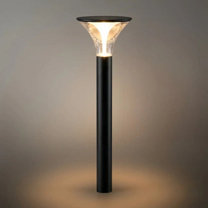 Arcato Modern Cylindrical Pathway Light – Black Metal/Acrylic Solar Outdoor Lamp