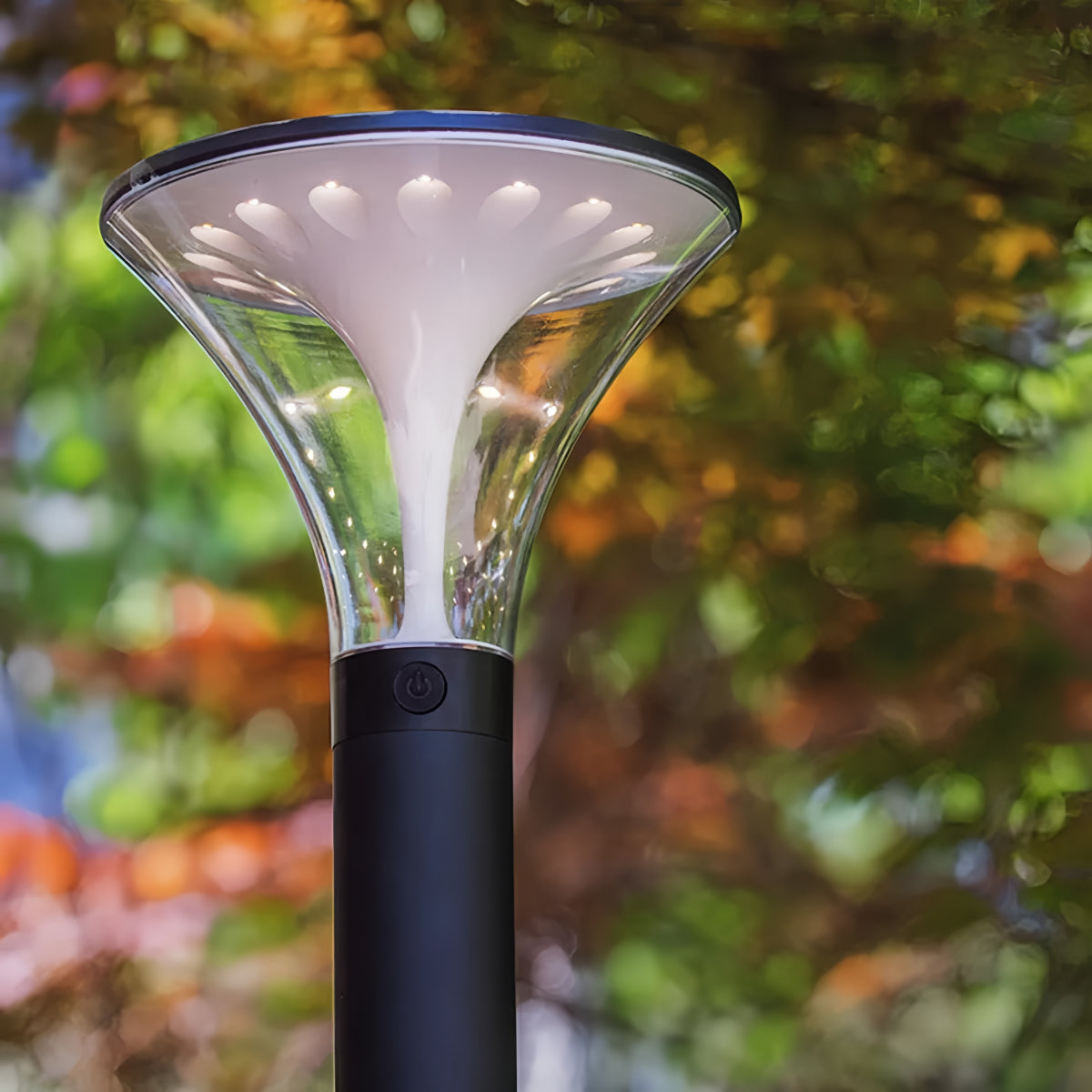 Arcato Modern Cylindrical Pathway Light – Black Metal/Acrylic Solar Outdoor Lamp