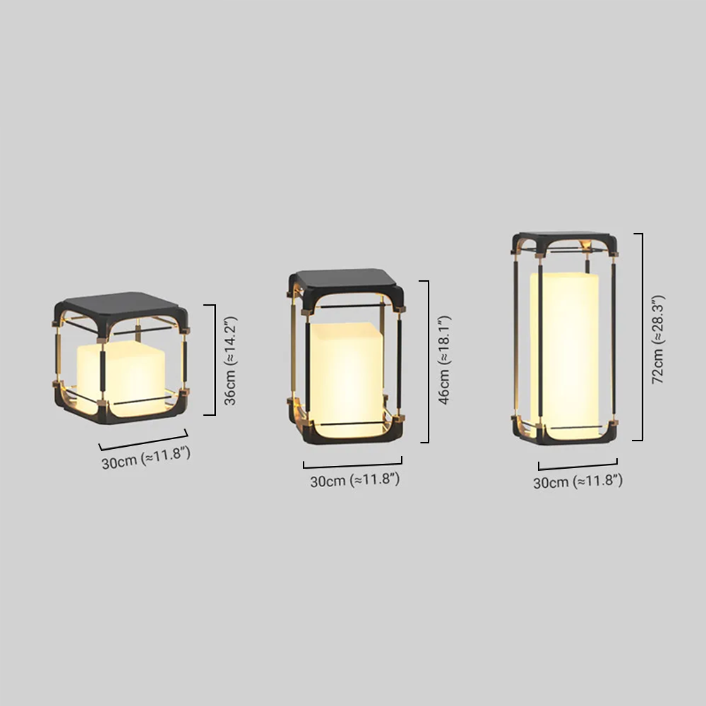 Arcato Modern Square Outdoor Floor Lamp — Black Metal/Acrylic Lantern for Patio