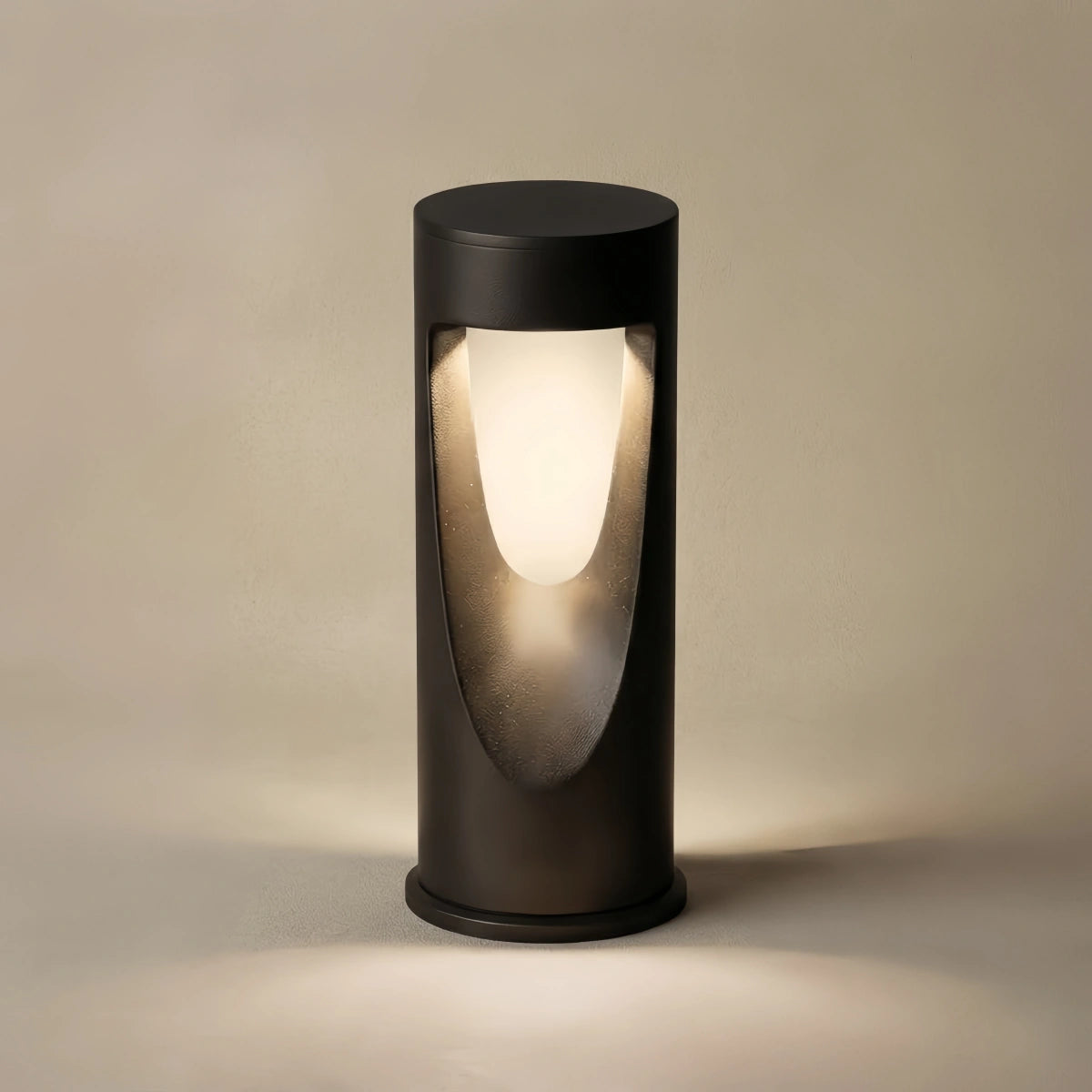 Irondale Modern Cylindrical Pathway Light - Black Metal for Garden