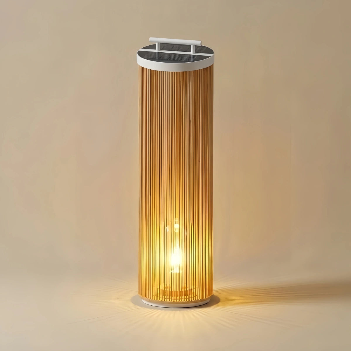 Zenno Farmhouse Cylindrical Floor Lamp – Metal Rattan for Outdoor Garden