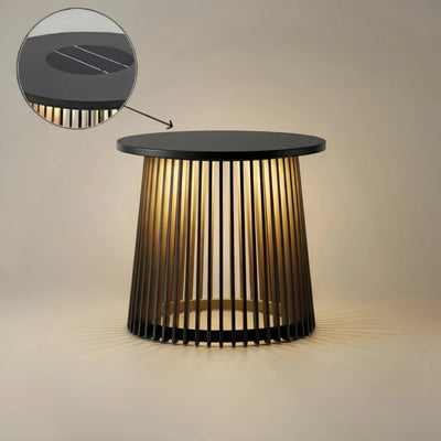Irondale Modern Outdoor Floor Lamp - Black Metal & Acrylic Cylindrical Design for Patio