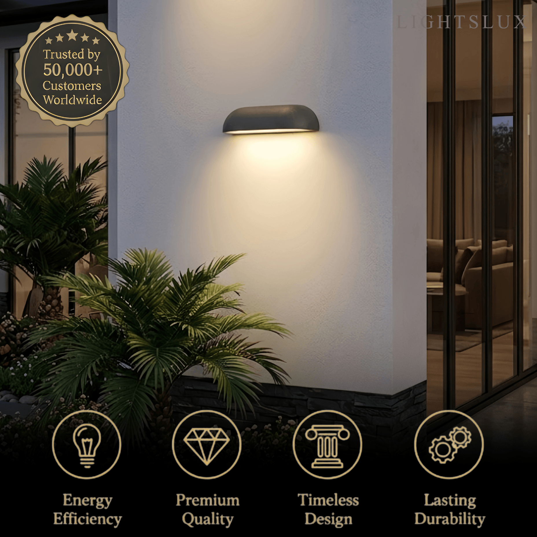 Arcato Modern Arched Outdoor Wall Lamp