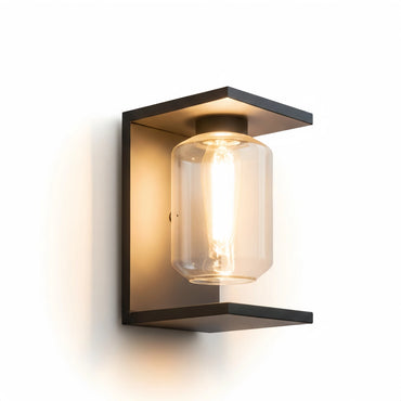 Irondale Industrial Solar LED Wall Lamp – Black Outdoor Light for Patio