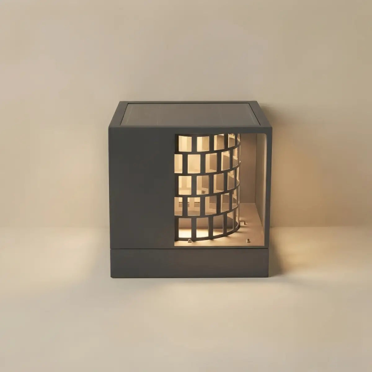 ALS769Arcato Art Deco Pillar Light - Dark Gray Square Metal & Acrylic Design for Garden