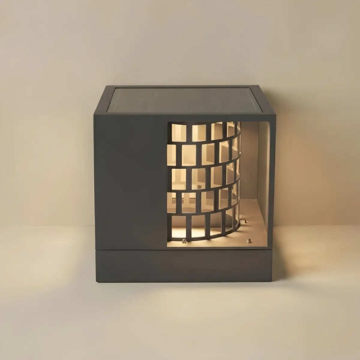 ALS769Arcato Art Deco Pillar Light - Dark Gray Square Metal & Acrylic Design for Garden