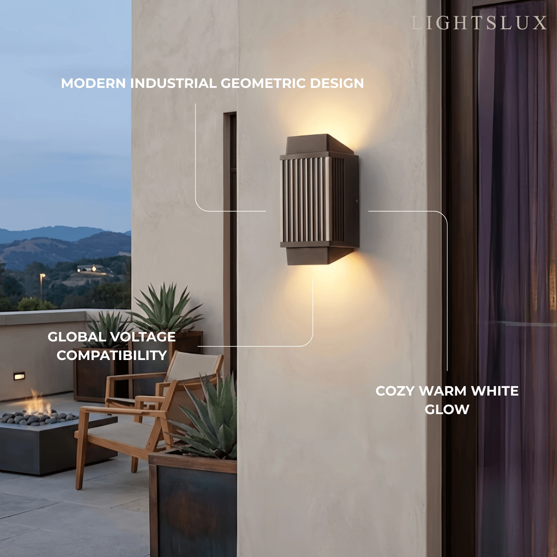 Arcato Modern Rectangular Outdoor Wall Lamp 
