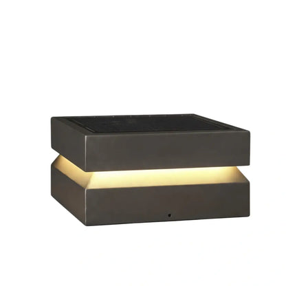 Modern Concave Solar Outdoor Pillar Lights – Black Metal