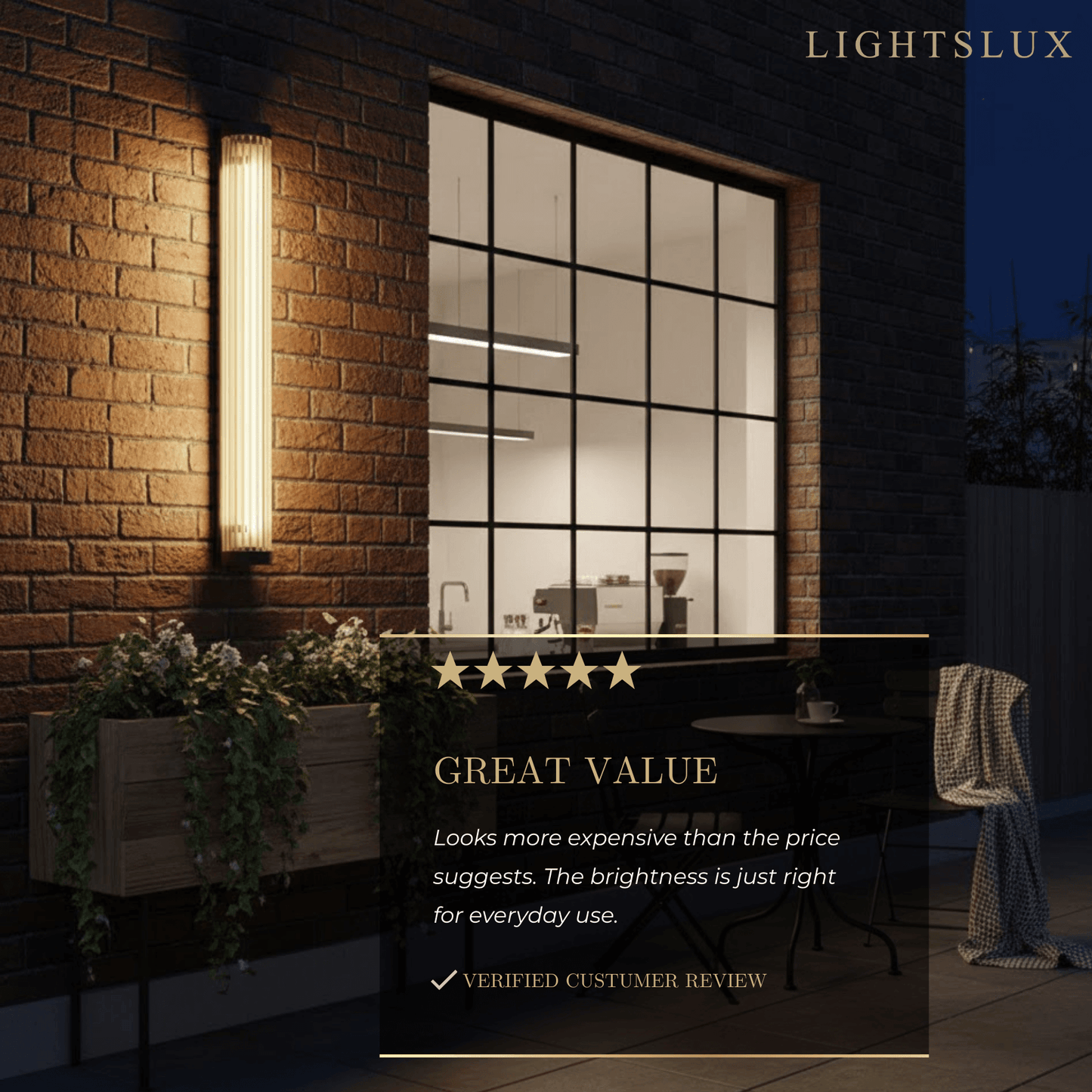 Irondale Modern Outdoor Wall Sconce – Waterproof Light for Terrace