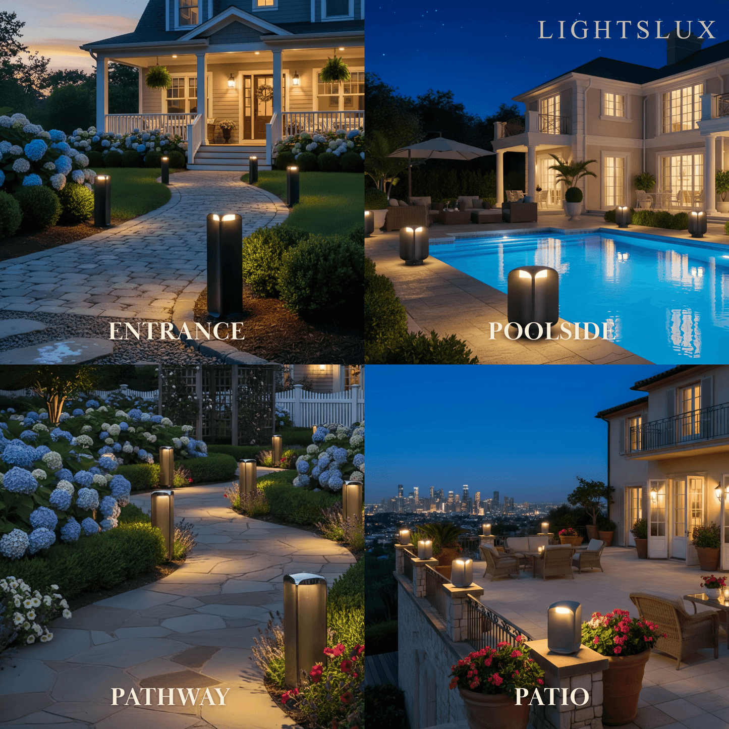 Stellar Modern Cylindrical Outdoor Floor Lamp – Black or Grey Metal & Glass Fixture