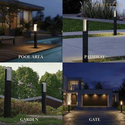 Arcato Modern Black LED Path Light – Outdoor Metal Sensor Lamp for Garden/Terrace