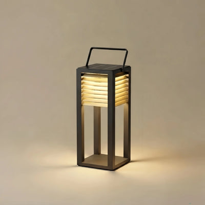 Irondale Modern Solar Outdoor Floor Lamp – Rectangular Black Lantern Light Garden/Patio
