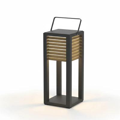 Irondale Modern Solar Outdoor Floor Lamp – Rectangular Black Lantern Light Garden/Patio
