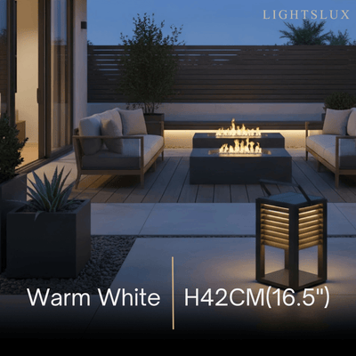 Irondale Modern Solar Outdoor Floor Lamp – Rectangular Black Lantern Light Garden/Patio