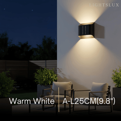 Irondale Modern Solar Sensor Wall Lamp – Black Metal Courtyard/Garden
