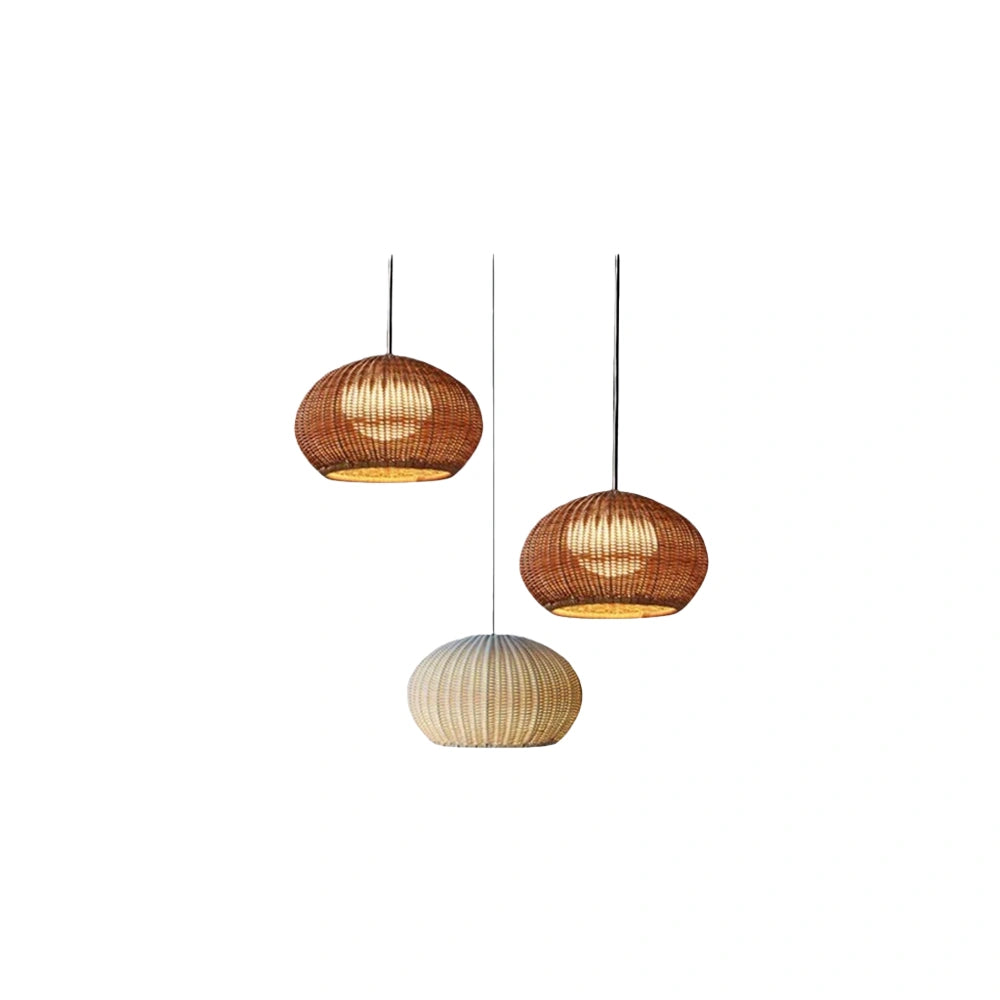 Farmhouse Coffee/Beige Outdoor Pendant Light 