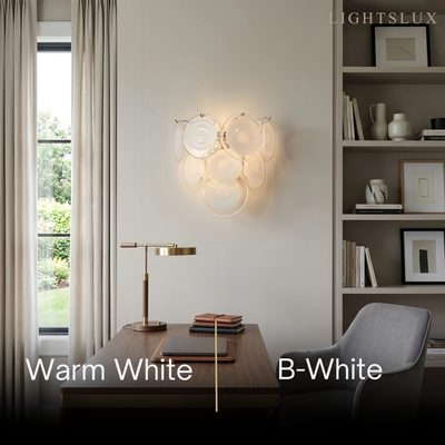 Vetro Art Deco Glass Wall Lamp -- Iron Body White Finish for Living Room