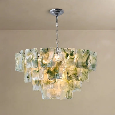ART004Excelis Luxury Branch-Style Tiered Chandelier— Metal & Glass Multicolor for Dining Room