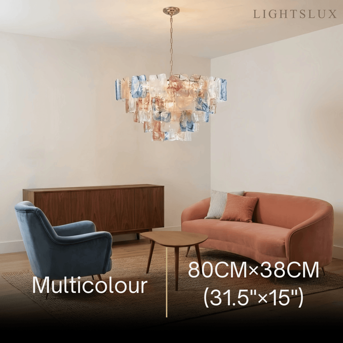 Excelis Luxury Branch-Style Tiered Chandelier— Metal & Glass Multicolor for Living Room