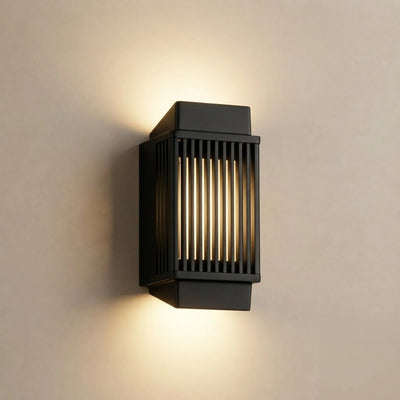 Arcato Modern Rectangular Outdoor Wall Lamp – Black Metal & Acrylic Light