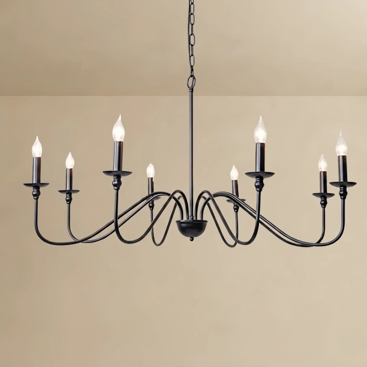 Excelis Royal Candle Chandelier - Black Metal for Bedroom