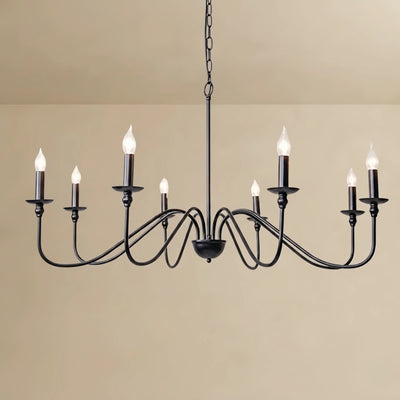 Excelis Royal Candle Chandelier - Black Metal for Bedroom