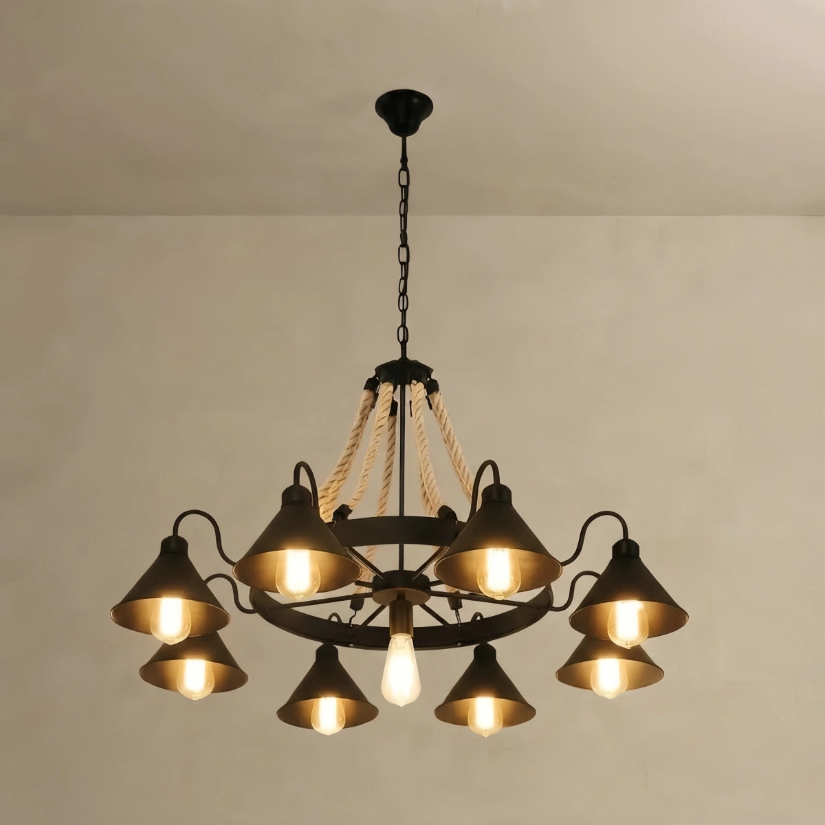Irondale Industrial Ring Chandelier - Black Metal for Living Room