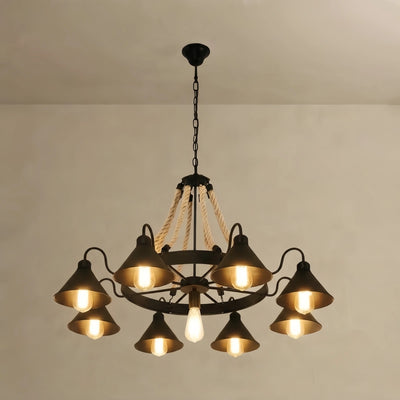 Irondale Industrial Ring Chandelier - Black Metal for Living Room