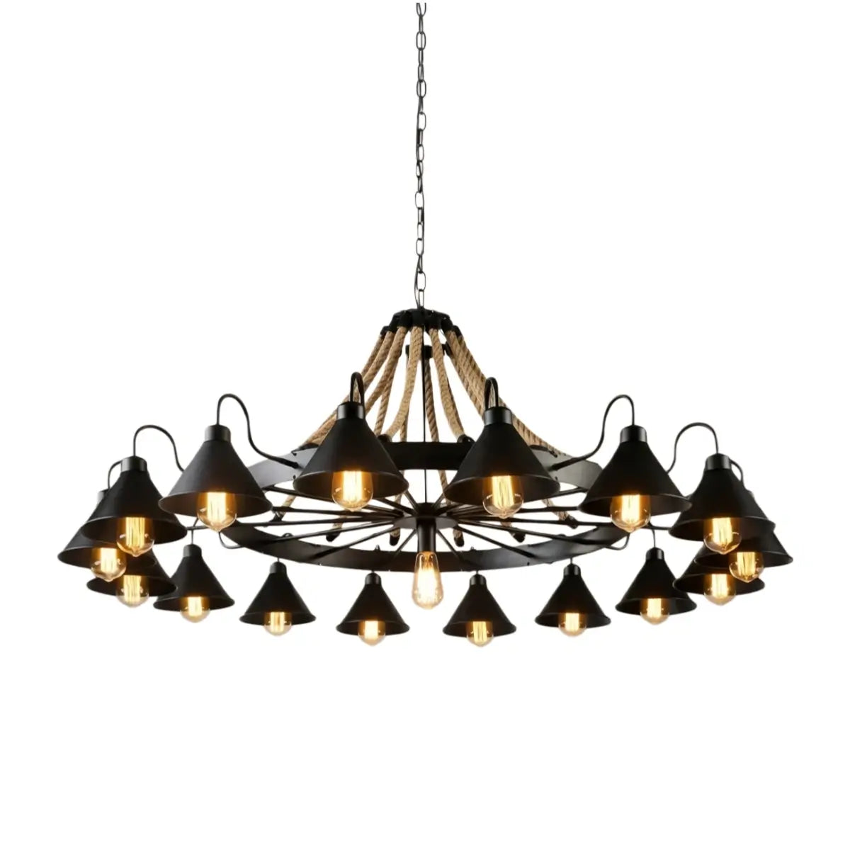 Industrial Ring Chandelier - Black Metal
