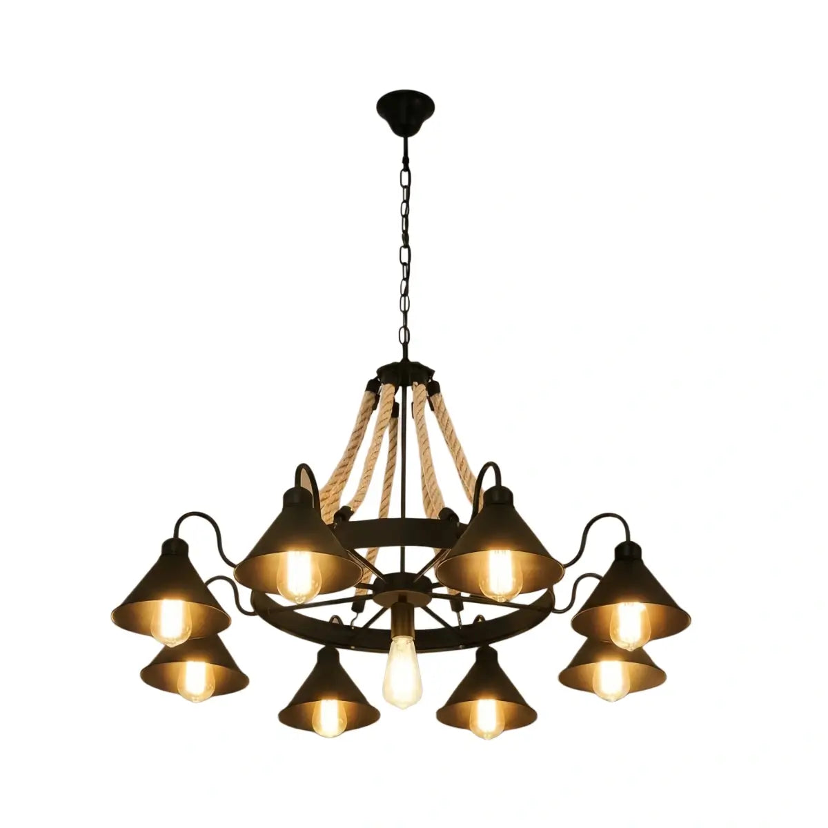 Industrial Ring Chandelier - Black Metal