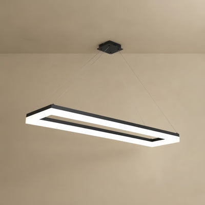 Arcato Modern Rectangular Pendant Light - Black Metal/Acrylic for Dining Room