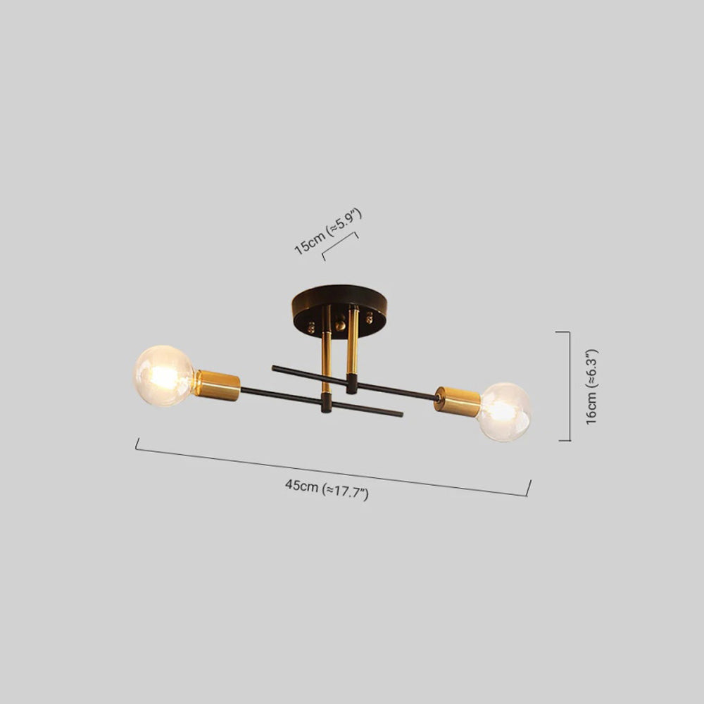  Modern Globe Ceiling Light — Black & Gold Metal/Glass Dimensions