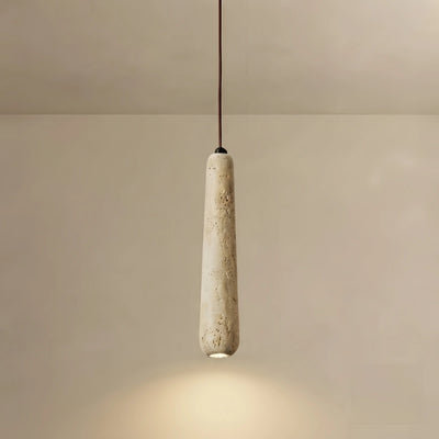 Zenno Modern Pendant Light — Natural Wood & Stone Cylinder for Dining Room