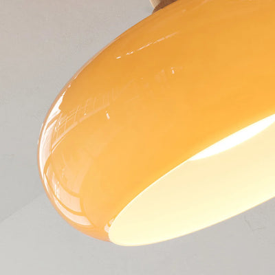 Modern Glass LED Ceiling Light – Orange/White Wood
