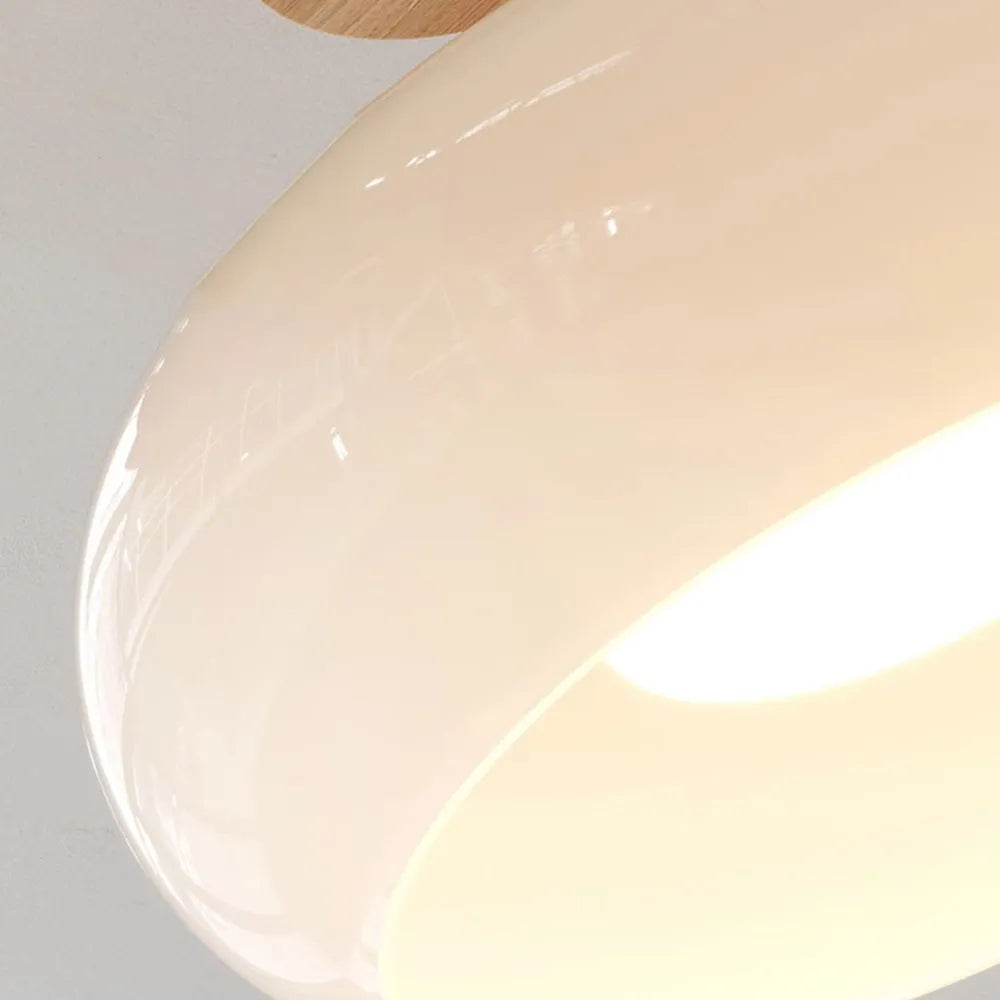 Modern Glass LED Ceiling Light – Orange/White Wood