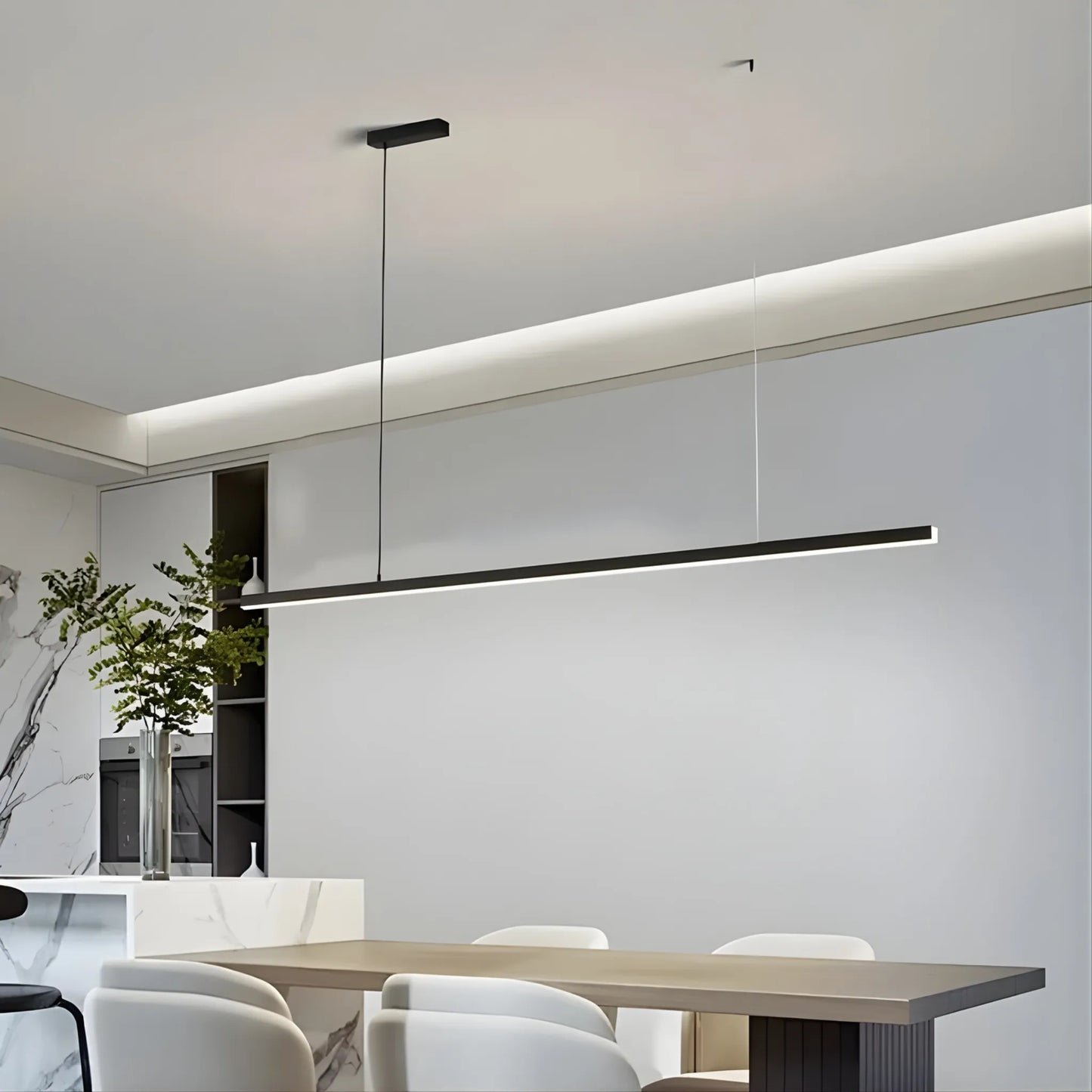 Arcato Modern LED Pendant Light – White/Black Metal/Glass for Dining Room