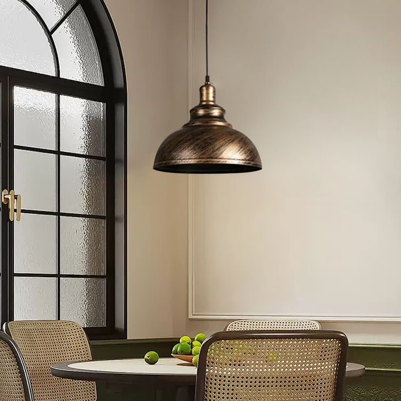 Industrial Metal Pendant Light - Copper Dome Design for Dining Room
