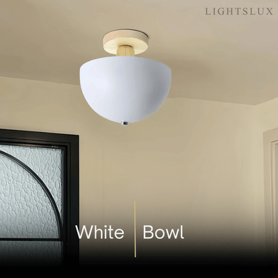 Morandia Modern Dome/Bowl Ceiling Light – 5 Color Metal/Wood for Corridor