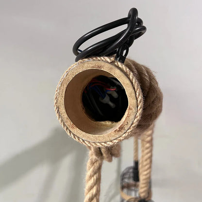 Vintage 3 Heads Pendant Light With Wood  Body