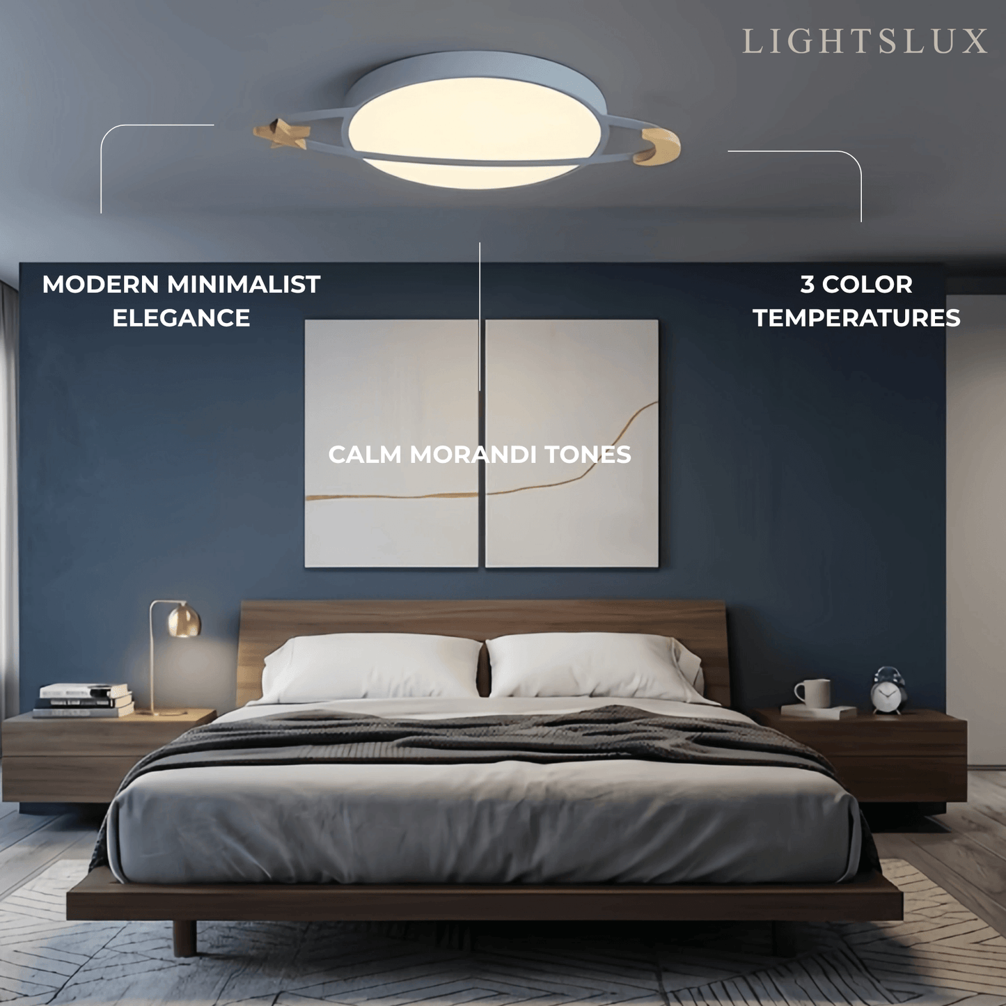 Vivara Modern Ceiling Light - Dimmable Grey/White/Green for Bedroom
