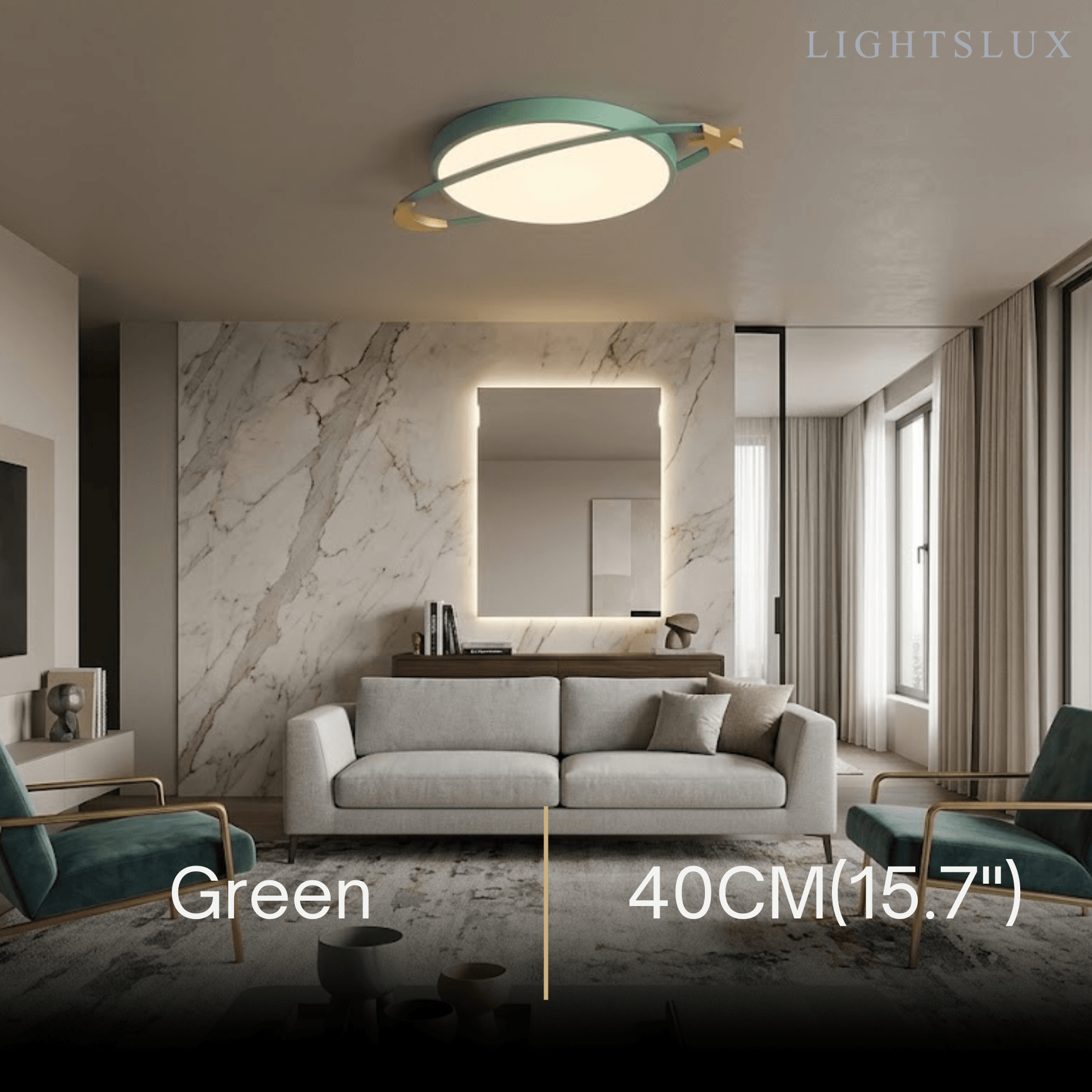 Vivara Modern Ceiling Light - Dimmable Grey/White/Green for Bedroom