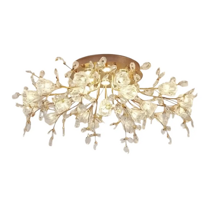 Excelis Royal Dendrite Ceiling Light – Gold Metal & Glass Fixture Living Room/Bedroom