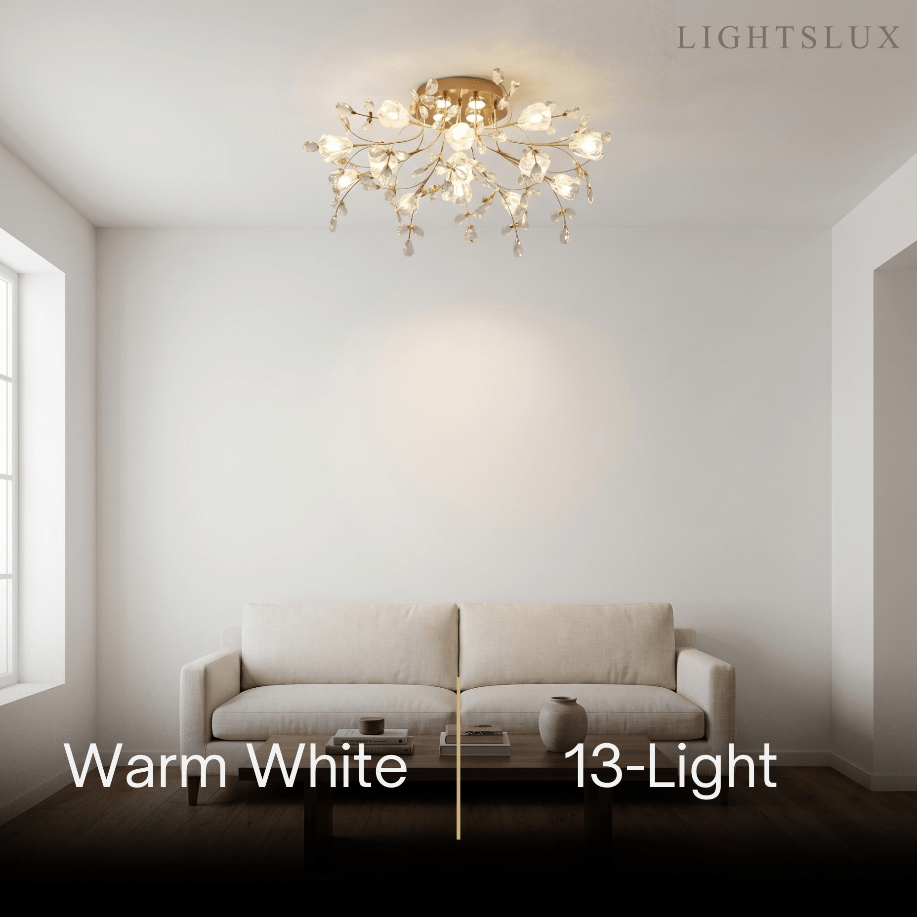 Excelis Royal Dendrite Ceiling Light – Gold Metal & Glass Fixture Living Room/Bedroom