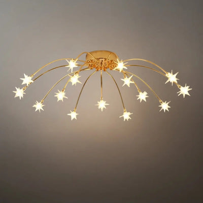 Nebula Art Deco Ceiling Light - Gold/Black/Chrome Metal Fixture for Bedroom